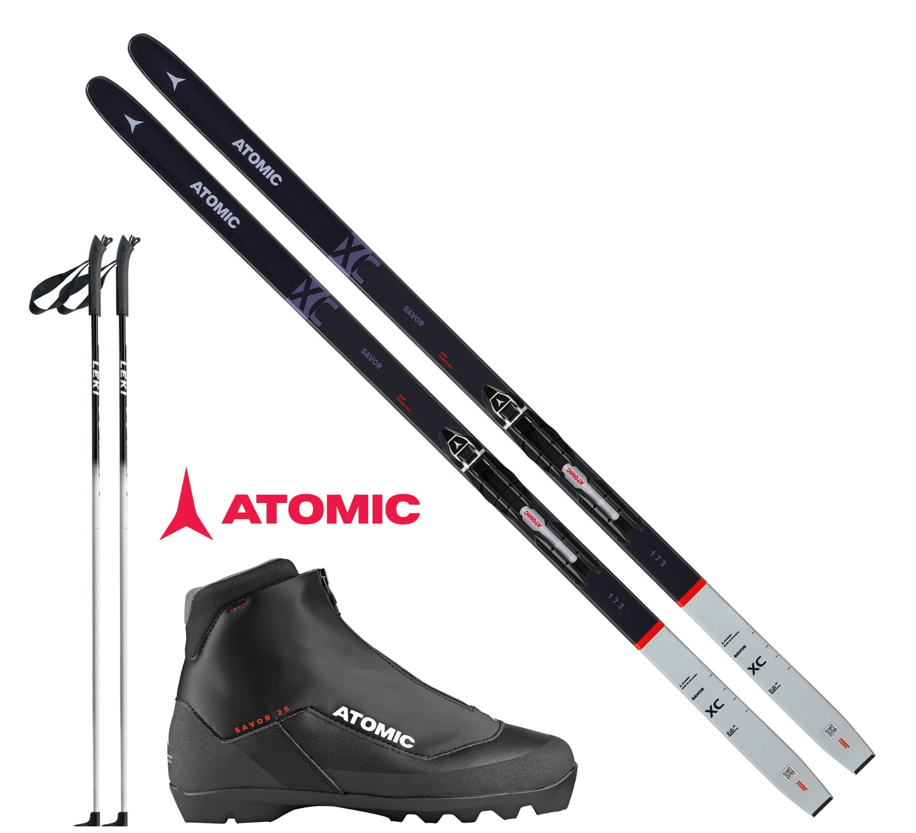 Atomic Langlaufski-Set Savor XC Grip - Ski + Bindung + Schuhe + Stöcke + Skisack
