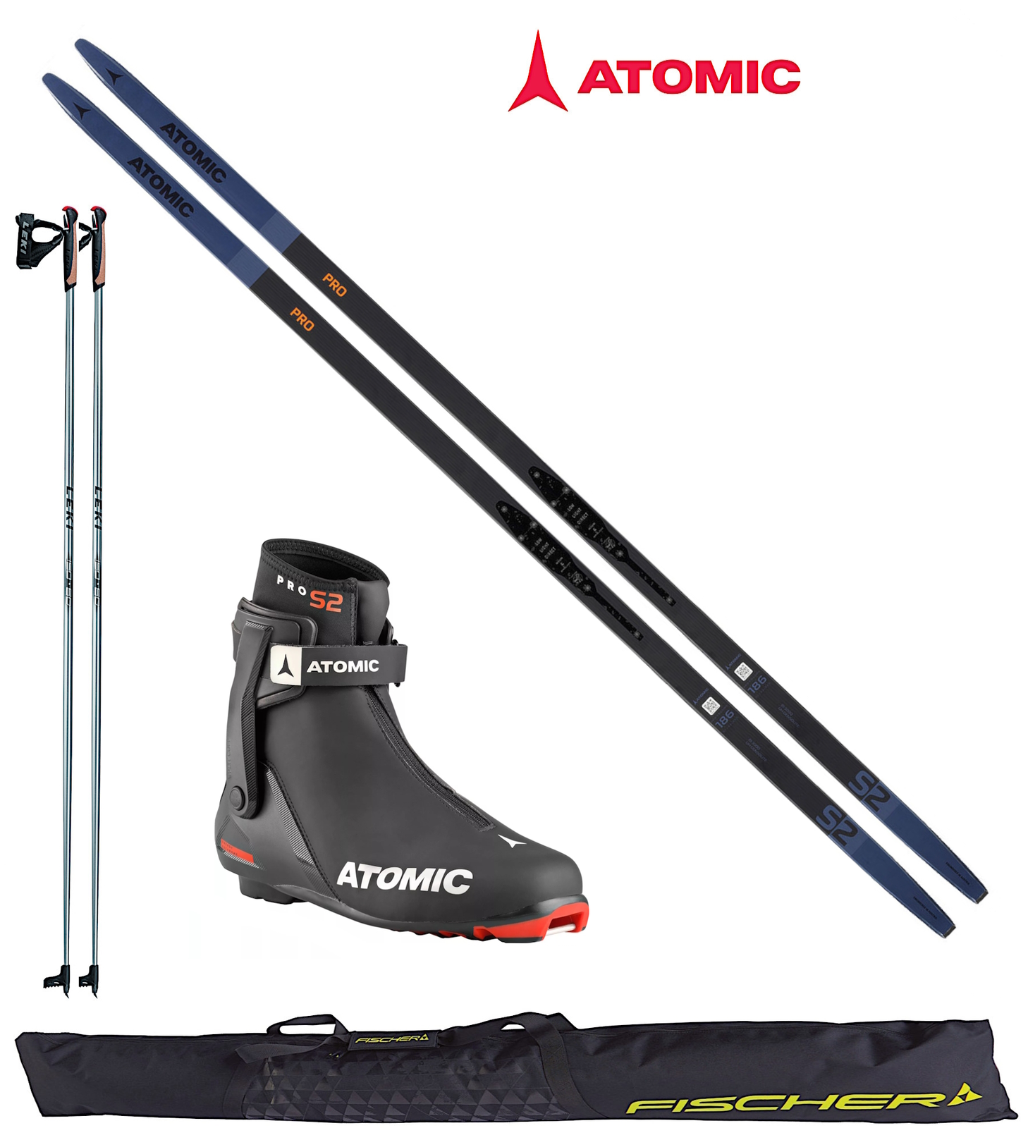 Atomic Pro S2 Skatingski + Bindung + Schuhe + Stöcke + Skisack