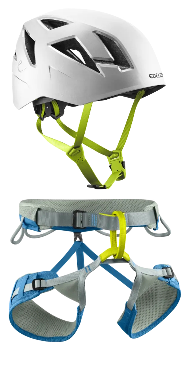 Edelrid Kletterhelm Zodiac Snow + Klettergurt Jay