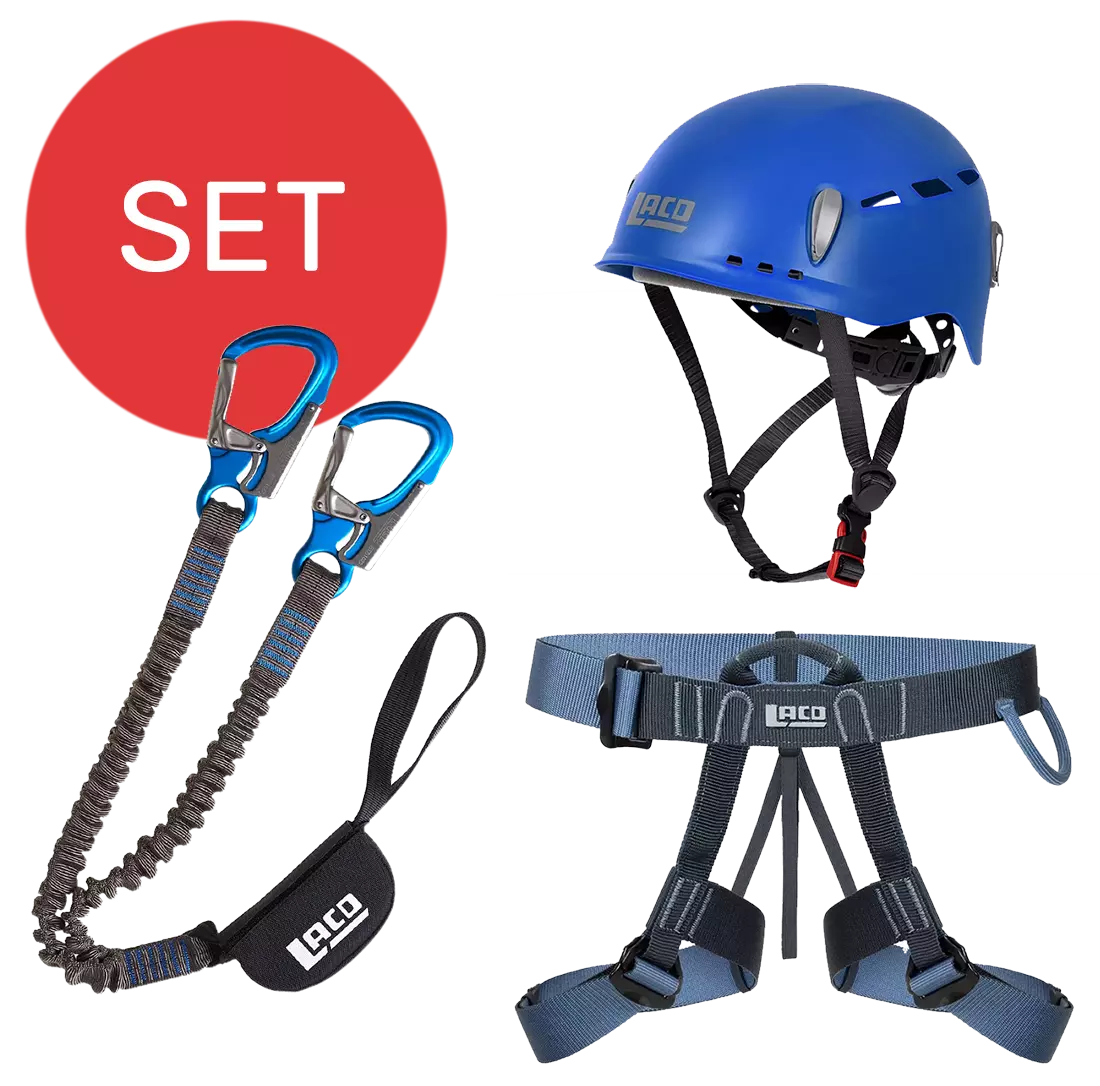 LACD Klettersteig-Set - Easy EXP Gurt + Pro Evo Einbindung + Protector 2.0 Helm 